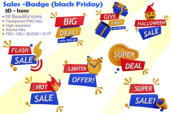 Sales Badge 3D icon Bundle - Image 2