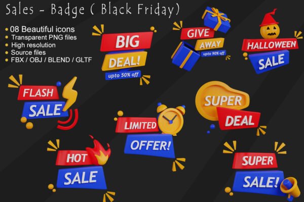 Sales Badge 3D icon Bundle