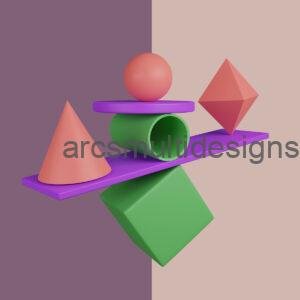 Balance of geometric shapes 3D icon