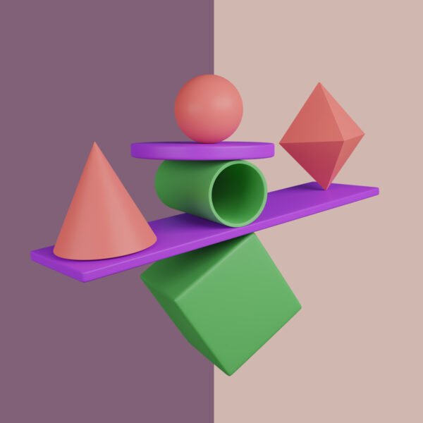 Balance of geometric shapes 3D icon