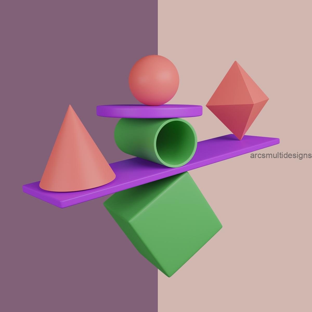 Balance of geometric shapes 3D icon