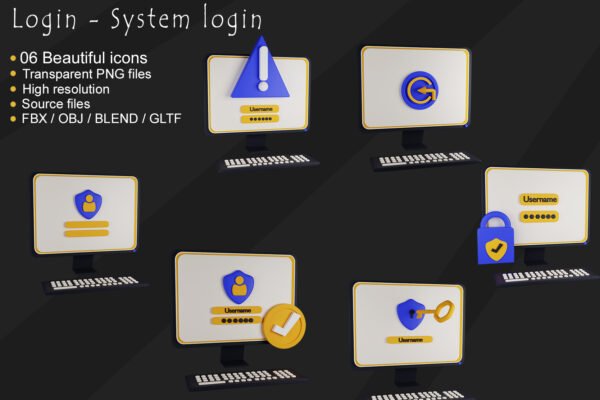 Login 3D icon bundle