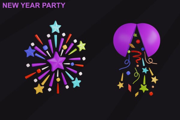 new year 3d icons