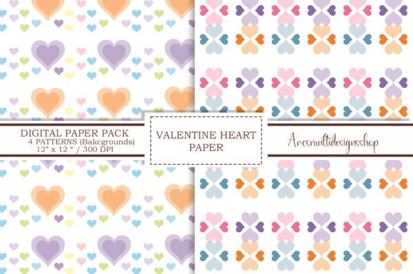 Valentine Heart digital papers - Image 2