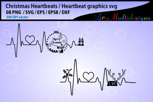 Christmas heartbeat vector